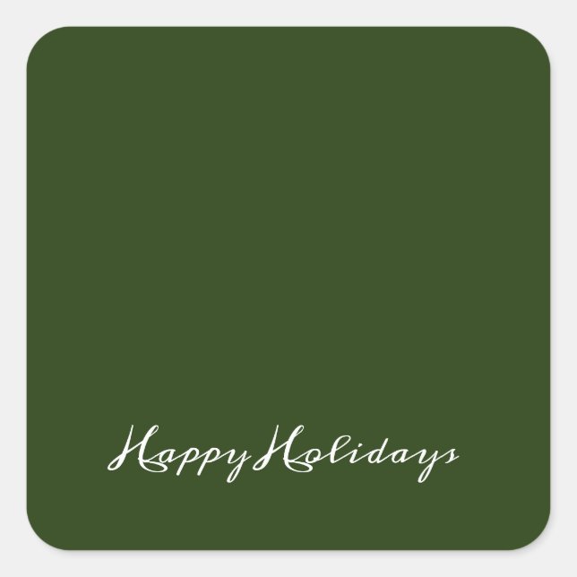 Frohe Weihnachts-Script-Umschlag Grünes Geschäft Quadratischer Aufkleber (Vorderseite)