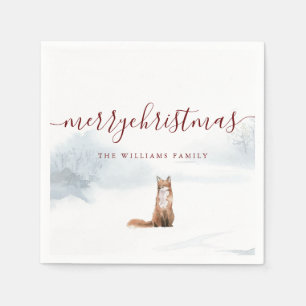 Frohe Weihnachts-Script Winter Fox Urlaub Serviette