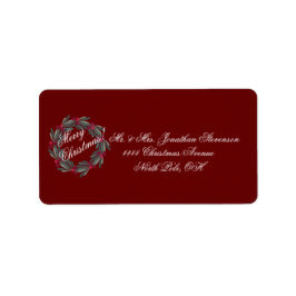 Frohe Weihnachts-Script Wreath Holiday-Adresse Adressaufkleber