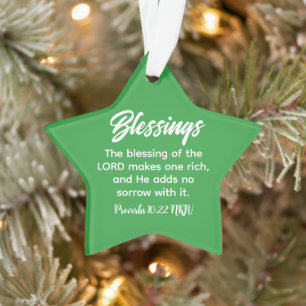Frohe Weihnachts-Segnungen Bible Verse Green Star Ornament
