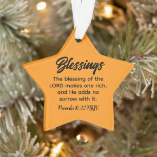 Frohe Weihnachts-Segnungen Bible Verse Orange Star Ornament