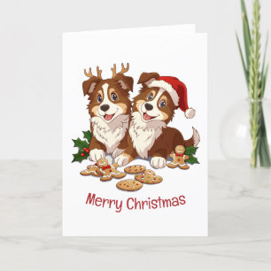 Frohe Weihnachts Shetland Sheepdogs Feiertagskarte