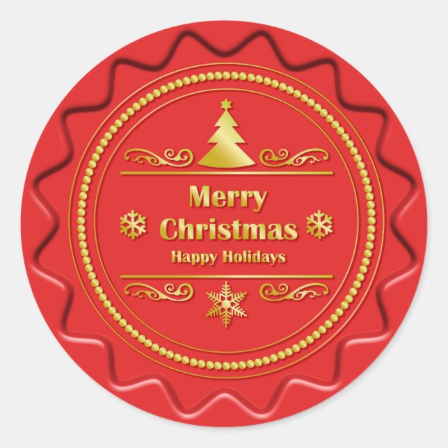 Frohe Weihnachts-Siegel Runder Aufkleber (Vorderseite)