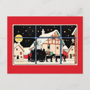 Frohe Weihnachts-Silhouette Vintag antike Rot Feiertagspostkarte