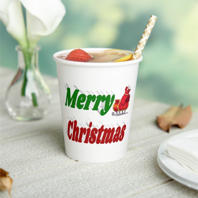 Frohe Weihnachts-Sleigh-Typografie Pappbecher (In Situ)