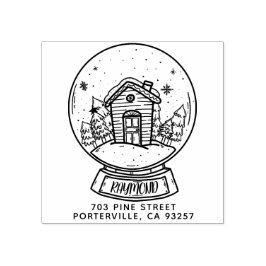 Frohe Weihnachts-Snowball-House-Rücksendeadresse Gummistempel