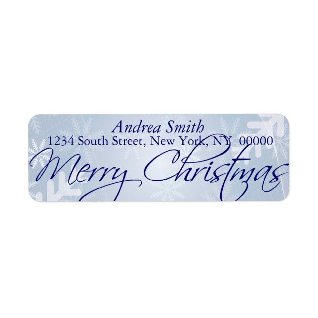 Frohe Weihnachts Snowflake Blue Address Labels (Vorne)