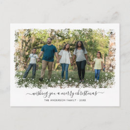 Frohe Weihnachts-Snowflake Elegantes Script-Foto Feiertagspostkarte