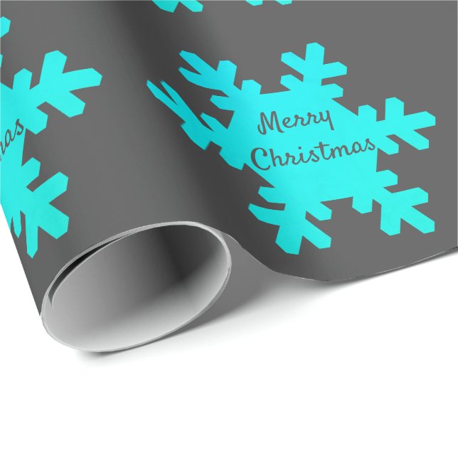 Frohe Weihnachts Snowflake Patterns Blue Gray Gray Geschenkpapier (Rolleneckpunkt)