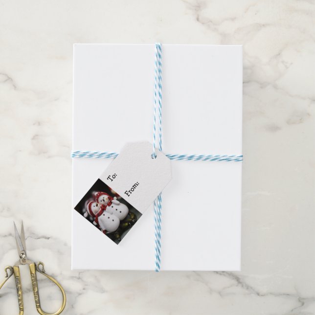 Frohe Weihnachts-Snowman-Geschenk-Tags Geschenkanhänger (Mit Garn)