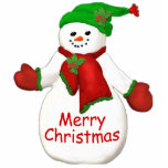 Frohe Weihnachts-Snowman-Ornament Fotoskulptur Ornament<br><div class="desc">Jolly frostiger Schneemann mit rotem Schal und Fäusten und grüner Hut mit heiligen Federn verziert ein Lächeln in den Ferien auf diesem niedlichen Frohen Weihnachtsschmuck. Sie können auch die Auswahl der Schneemannsgeschenke und Ornamente genießen,  die in meinem Laden erhältlich sind. Originelle Kunst und Design von Anura Design Studio.</div>