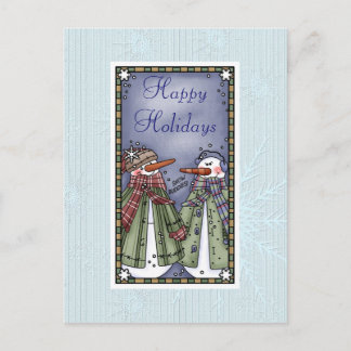 Frohe Weihnachts-Snowman Postcard Feiertagspostkarte