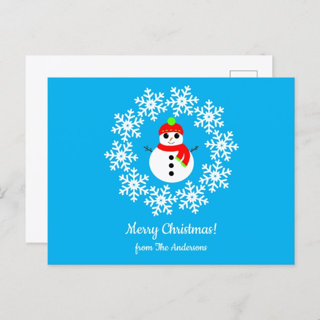 Frohe Weihnachts-Snowman Postcard Postkarte (Vorne/Hinten)
