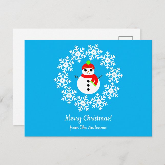 Frohe Weihnachts-Snowman Postcard Postkarte (Vorne/Hinten)