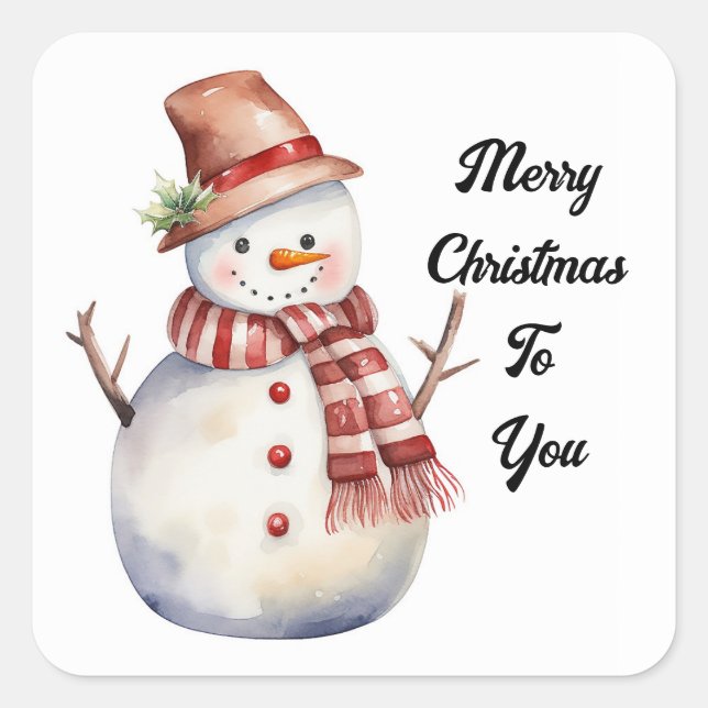 Frohe Weihnachts Snowman Sticker (Vorderseite)