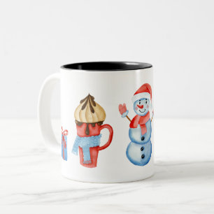 Frohe Weihnachts-Snowman-Tasse Zweifarbige Tasse
