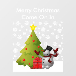 Frohe Weihnachts-Snowman Tree Zuhause oder Storefr Fensteraufkleber