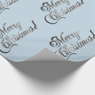 Frohe Weihnachts Soft Baby Blue Silver Gray Geschenkpapier