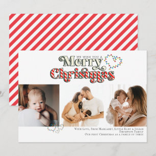 Frohe Weihnachts Spaß Candy Cane 3 Foto Red & Whit Feiertagskarte