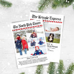 Frohe Weihnachts-Spaß Foto Collage Zeitung Feiertagskarte<br><div class="desc">Dieses Design zeichnet sich durch eine fröhliche Weihnachtsfeier aus,  mit einer Collage aus Foto und einem lustigen Nordpol,  mit einem 8-Foto,  typografischer Typografie,  einem einzigartigen Zeitungsnewsletter,  einem niedlichen whimsical Santa,  einem rot-weiß,  kantigen Streifen gestreift,  einer lustigen Urlaubskarte.</div>