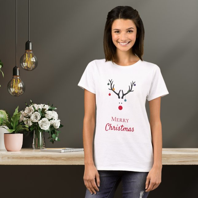 Frohe Weihnachts-Spaß lustige Rentiere weiß T-Shirt (Von Creator hochgeladen)