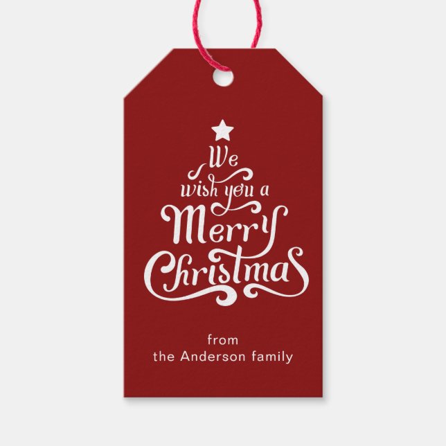 Frohe Weihnachts Spaß Rot personalisierter Urlaub Geschenkanhänger (Vorderseite)