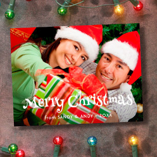 Frohe Weihnachts-Spaß Typografie Foto 2 Seitendesi Feiertagspostkarte