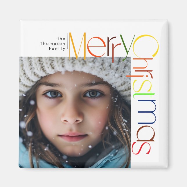 Frohe Weihnachts spielerische Buchstaben Custom Fo Magnet (Vorne)