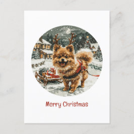 Frohe Weihnachts-Spitz Reindeer Dog Postkarte