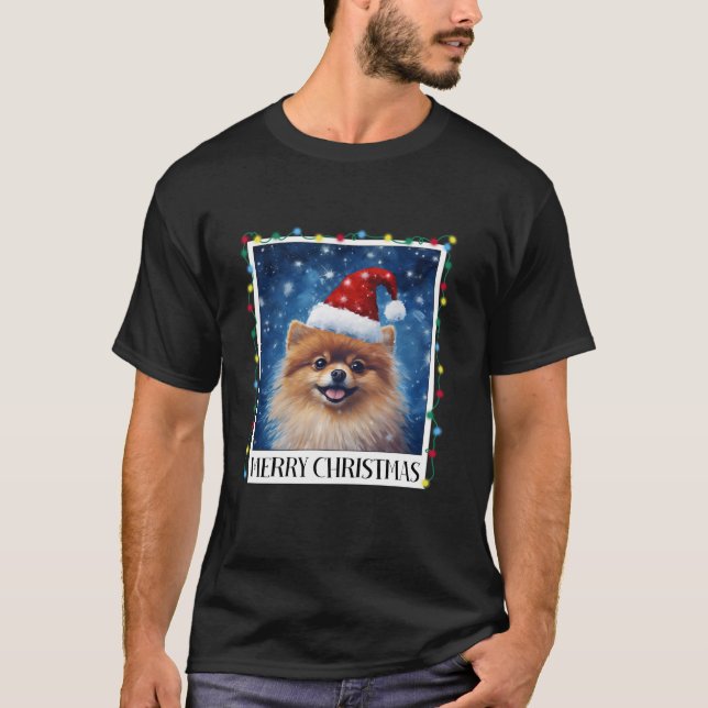 Frohe Weihnachts-Spitz Weihnachtsmannmütze Xmas Do T-Shirt (Vorderseite)