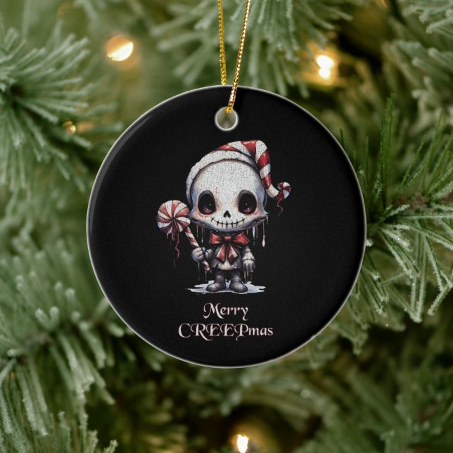 Frohe Weihnachts Spooky Gothic Keramik Ornament (Baum)
