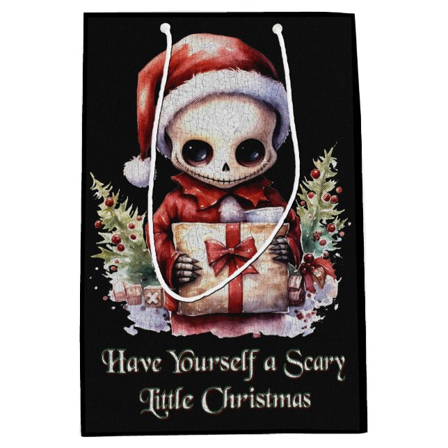 Frohe Weihnachts Spooky Gothic Mittlere Geschenktüte (Vorderseite)