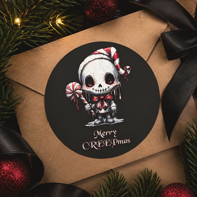 Frohe Weihnachts Spooky Gothic Runder Aufkleber (Von Creator hochgeladen)