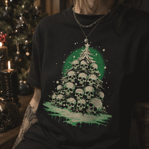 Frohe Weihnachts Spooky Gothic Skulls Tree T-Shirt