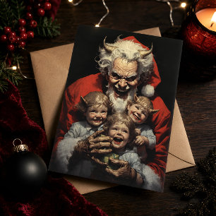 Frohe Weihnachts Spooky Horror Devil Santa Feiertagskarte