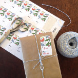 Frohe Weihnachts Spruce Boughs Geschenktag Adressaufkleber<br><div class="desc">Dieses illustrierte Geschenkschild ist fröhlich mit heiligen Ästen,  Beeren,  blauen Fichtenzweigen und einem niedlichen Vogel,  was es zur perfekten Touch für diese Weihnachtsgeschenke macht.</div>
