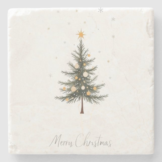 Frohe Weihnachts-Stone-Untersetzer mit Weihnachtsb Steinuntersetzer (Vorderseite)