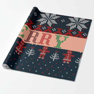 Frohe Weihnachts-Strick Geschenkpapier