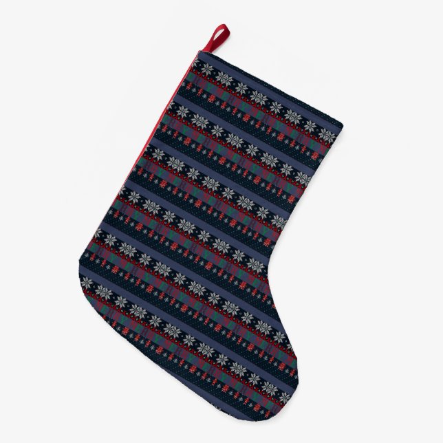 Frohe Weihnachts-Strick Großer Weihnachtsstrumpf (Vorderansicht (hängend))