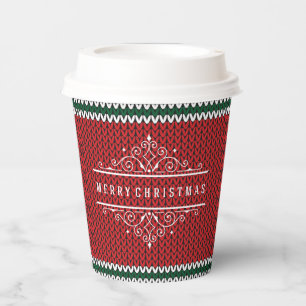 Frohe Weihnachts-Strick Muster Papier Cup Pappbecher
