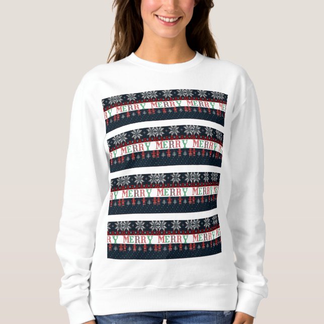 Frohe Weihnachts-Strick Sweatshirt (Vorderseite)