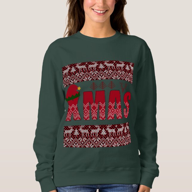Frohe Weihnachts-Strick Trendy Elegant Sweatshirt (Vorderseite)