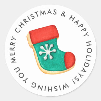 Frohe Weihnachts-Strumpf Cookie Custom Runder Aufkleber