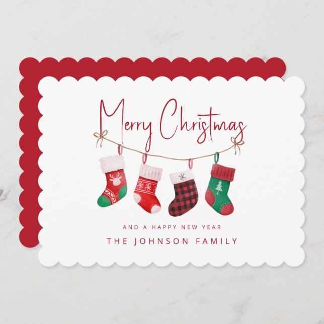 Frohe Weihnachts-Strumpf Feiertagskarte (Vorne/Hinten)
