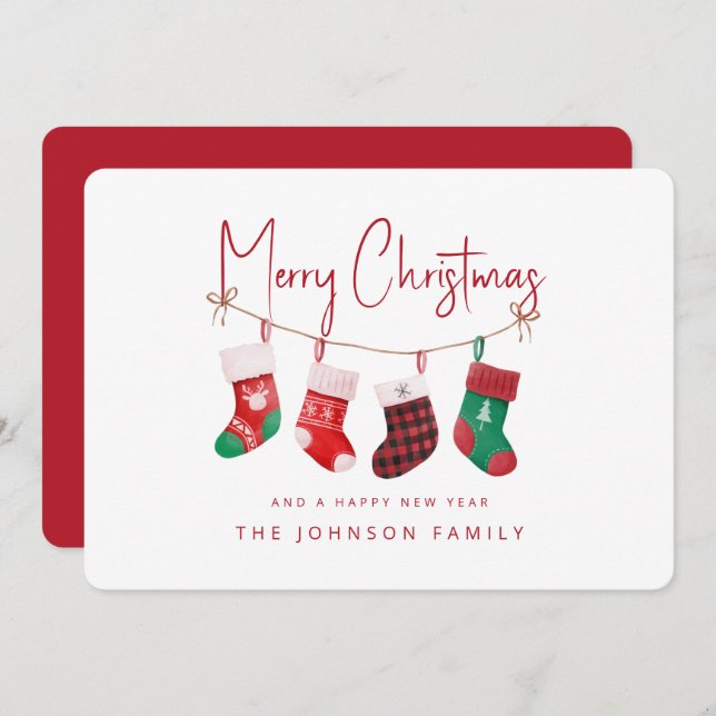 Frohe Weihnachts-Strumpf Feiertagskarte (Vorne/Hinten)