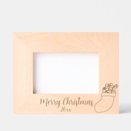 Frohe Weihnachts-Strumpf mit dem Jahr Geätzte Rahmen