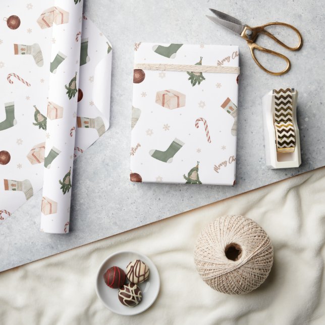 Frohe Weihnachts-Strumpf präsentiert Weihnachtsges Geschenkpapier (Kunsthandwerk)