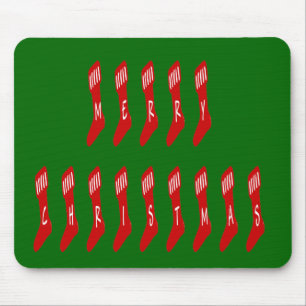Frohe Weihnachts-Strumpf Typografie Zitat Mousepad