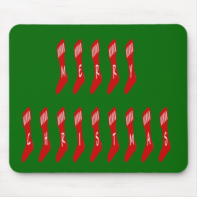 Frohe Weihnachts-Strumpf Typografie Zitat Mousepad (Vorne)