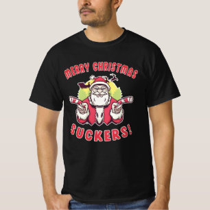Frohe Weihnachts-Sucker Weihnachtsmann-Muskel T-Shirt